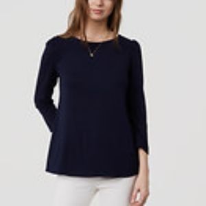 Loft Puff Sleeve swing top small navy